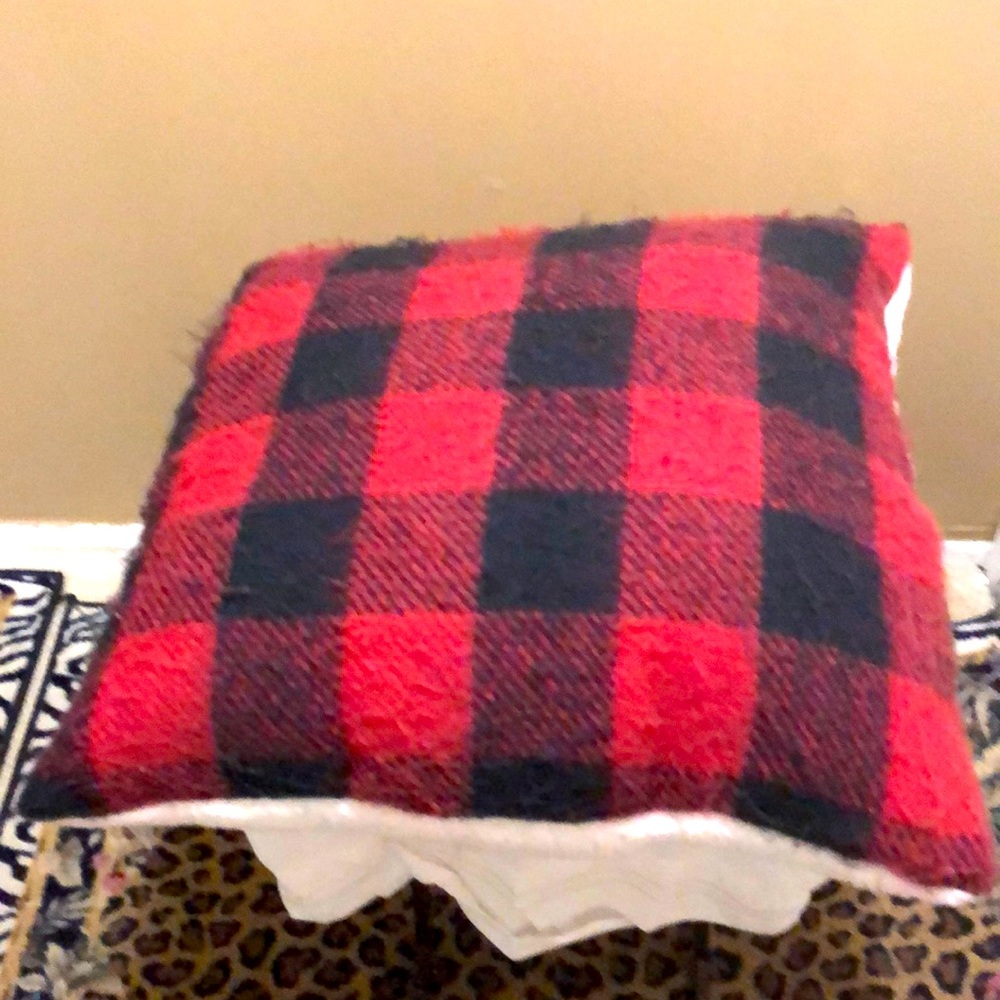 Black and Red Bed Pillow/ White on the other side
